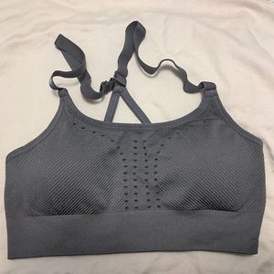 Gray Racerback Sports Bra with Removeable Padding